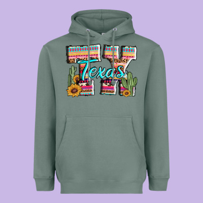 Texas Tx Aztec Cactus Leopard Heavyweight Hoodie Designed By Adodesignshop