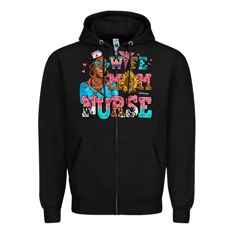 Afro Wife Mom Nurse Zipper Hoodie by AdoDesignShop | Teevron