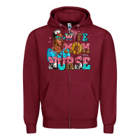 Burgundy afro wife mom nurse Zipper Hoodie - AdoDesignShop