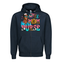 Navy afro wife mom nurse Zipper Hoodie - AdoDesignShop