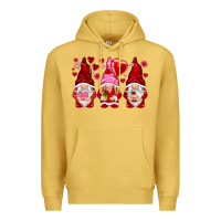Antique Gold valentines day gnomies with heart balloon Premium Hoodie - NancyCooperArtShop