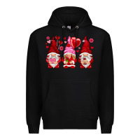 Black valentines day gnomies with heart balloon Premium Hoodie - NancyCooperArtShop