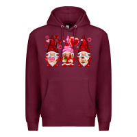 Burgundy valentines day gnomies with heart balloon Premium Hoodie - NancyCooperArtShop