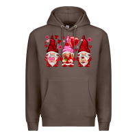Coffee valentines day gnomies with heart balloon Premium Hoodie - NancyCooperArtShop
