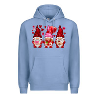 Colony Blue valentines day gnomies with heart balloon Premium Hoodie - NancyCooperArtShop
