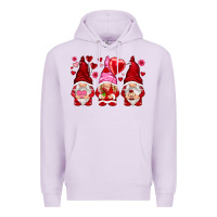 Lilac valentines day gnomies with heart balloon Premium Hoodie - NancyCooperArtShop