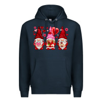 Navy valentines day gnomies with heart balloon Premium Hoodie - NancyCooperArtShop