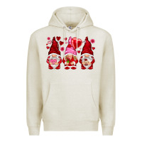 Oatmeal Heather valentines day gnomies with heart balloon Premium Hoodie - NancyCooperArtShop