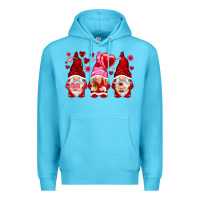 Ocean Blue valentines day gnomies with heart balloon Premium Hoodie - NancyCooperArtShop