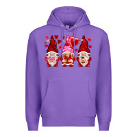 Purple valentines day gnomies with heart balloon Premium Hoodie - NancyCooperArtShop