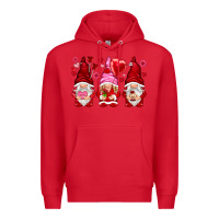 Red valentines day gnomies with heart balloon Premium Hoodie - NancyCooperArtShop