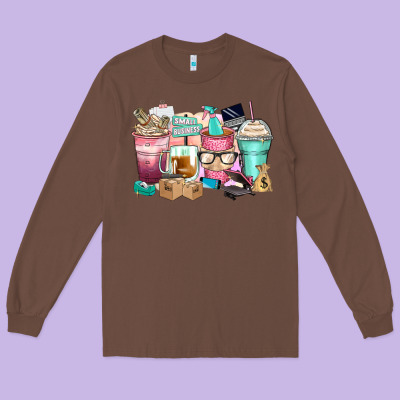 Small Business Coffee Cups Long Sleeve Tee Designed By Zillion Design Studio