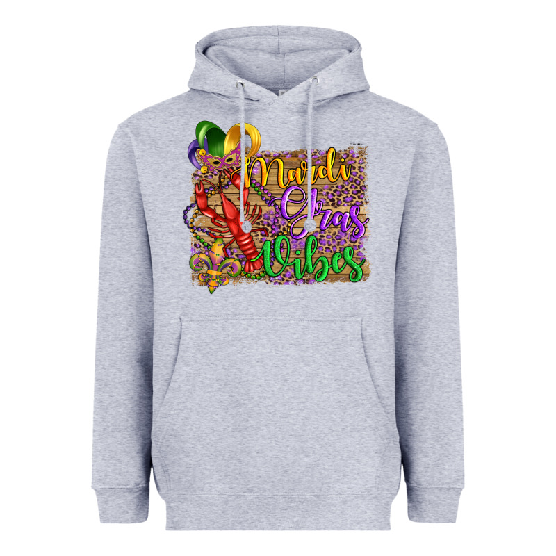 Mardi Gras Vibes Crawfish Mask And Fleur De Lis Heavyweight Hoodie by Artiststas | Teevron