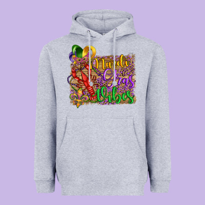 Mardi Gras Vibes Crawfish Mask And Fleur De Lis Heavyweight Hoodie Designed By Artiststas