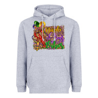 Heather Grey mardi gras vibes crawfish mask and fleur de lis Heavyweight Hoodie - Artiststas