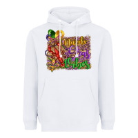 White mardi gras vibes crawfish mask and fleur de lis Heavyweight Hoodie - Artiststas