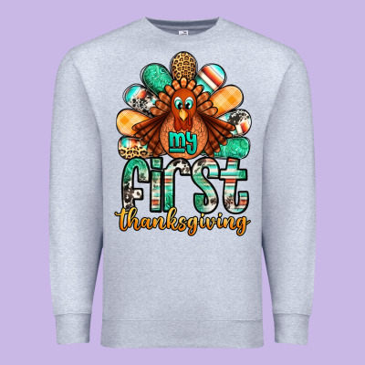 My First Thanksgiving Turkey Premium Sweatshirt Designed By Jasminsmagicworld