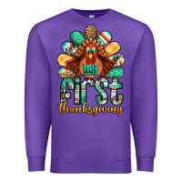 Purple my first thanksgiving turkey Premium Sweatshirt - Jasminsmagicworld