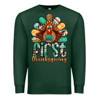 Sports Green my first thanksgiving turkey Premium Sweatshirt - Jasminsmagicworld