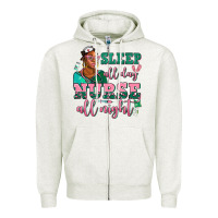 Oatmeal Heather afro  nurse sleep all day nurse all night Zipper Hoodie - AdoDesignShop