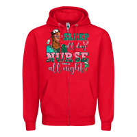 Red afro  nurse sleep all day nurse all night Zipper Hoodie - AdoDesignShop
