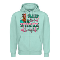 Seafoam afro  nurse sleep all day nurse all night Zipper Hoodie - AdoDesignShop