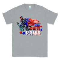Heather Grey Red white rawr 4th of july Classic Tee - CowGirlArtShop