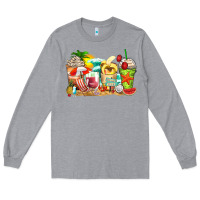 Heather Grey summer vibes coffee cups Long Sleeve Tee - Zillion Design Studio
