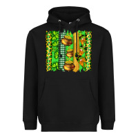 Black st patricks gnomes and cloves with leopard  brushstrokes Heavyweight Hoodie - Artiststas