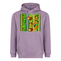 Lavender st patricks gnomes and cloves with leopard  brushstrokes Heavyweight Hoodie - Artiststas