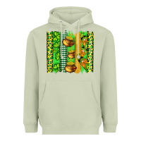 Matcha st patricks gnomes and cloves with leopard  brushstrokes Heavyweight Hoodie - Artiststas