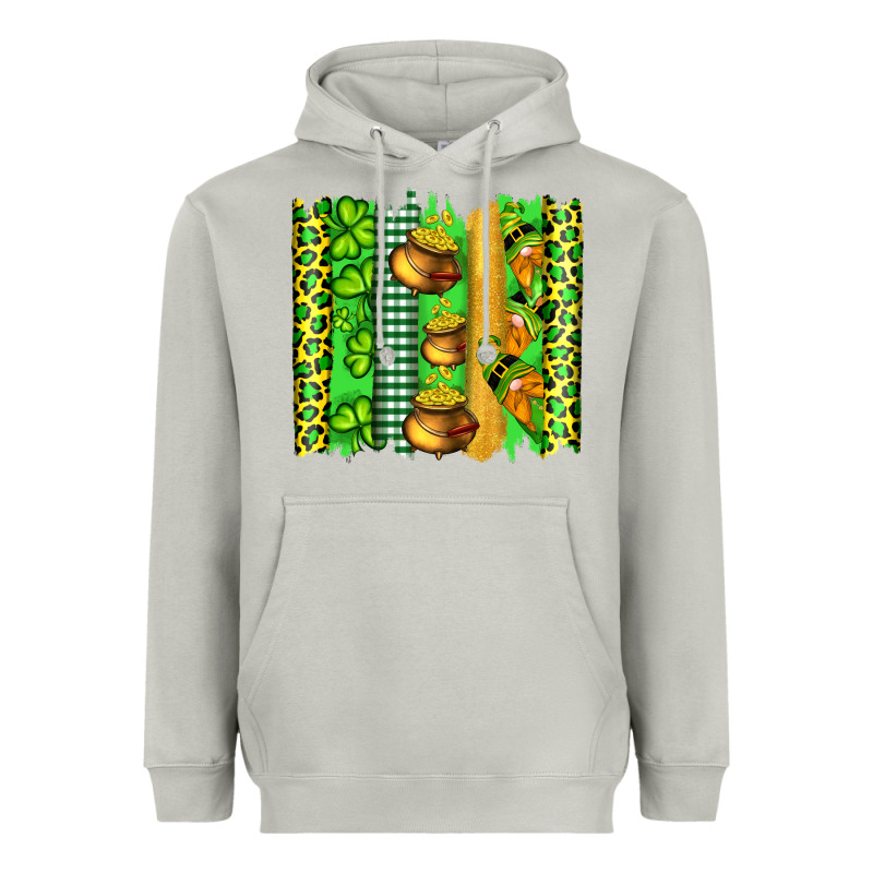 St Patricks Gnomes And Cloves With Leopard  Brushstrokes Heavyweight Hoodie by Artiststas | Teevron