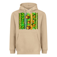 Mushroom st patricks gnomes and cloves with leopard  brushstrokes Heavyweight Hoodie - Artiststas