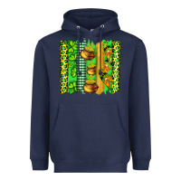 Navy st patricks gnomes and cloves with leopard  brushstrokes Heavyweight Hoodie - Artiststas