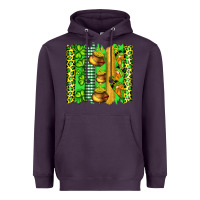 Plum st patricks gnomes and cloves with leopard  brushstrokes Heavyweight Hoodie - Artiststas