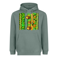 Sage st patricks gnomes and cloves with leopard  brushstrokes Heavyweight Hoodie - Artiststas