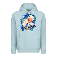 Blue Mist believe winter christmas santa claus Premium Hoodie - MaliasSmallBusiness