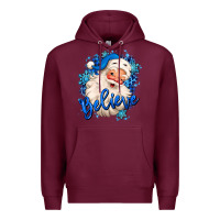 Burgundy believe winter christmas santa claus Premium Hoodie - MaliasSmallBusiness