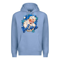 Colony Blue believe winter christmas santa claus Premium Hoodie - MaliasSmallBusiness