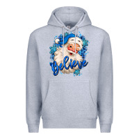 Heather Grey believe winter christmas santa claus Premium Hoodie - MaliasSmallBusiness