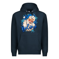 Navy believe winter christmas santa claus Premium Hoodie - MaliasSmallBusiness