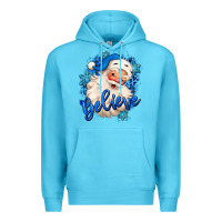 Ocean Blue believe winter christmas santa claus Premium Hoodie - MaliasSmallBusiness