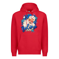 Red believe winter christmas santa claus Premium Hoodie - MaliasSmallBusiness
