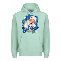 Seafoam believe winter christmas santa claus Premium Hoodie - MaliasSmallBusiness