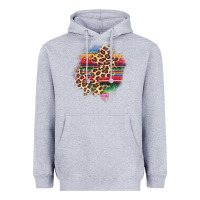Heather Grey serape leopard patch Heavyweight Hoodie - AdoDesignShop