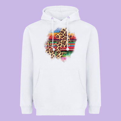 Serape Leopard Patch Heavyweight Hoodie Designed By Adodesignshop
