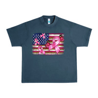 Midnight Navy breast cancer american flag background Urban Heavy Tee - BarkalooDesign