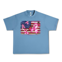 Pebble Blue breast cancer american flag background Urban Heavy Tee - BarkalooDesign