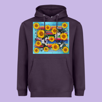 Serape Cowhide Sunflower Heavyweight Hoodie Designed By Adodesignshop