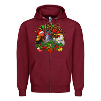 Burgundy Christmas party and chickens Zipper Hoodie - AdoDesignShop